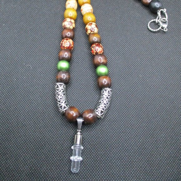 ADULT CREMATION PENDANT WITH BEADED NECKLACE ROLO CHAIN STAINLESS STEEL - Picture 3 of 10